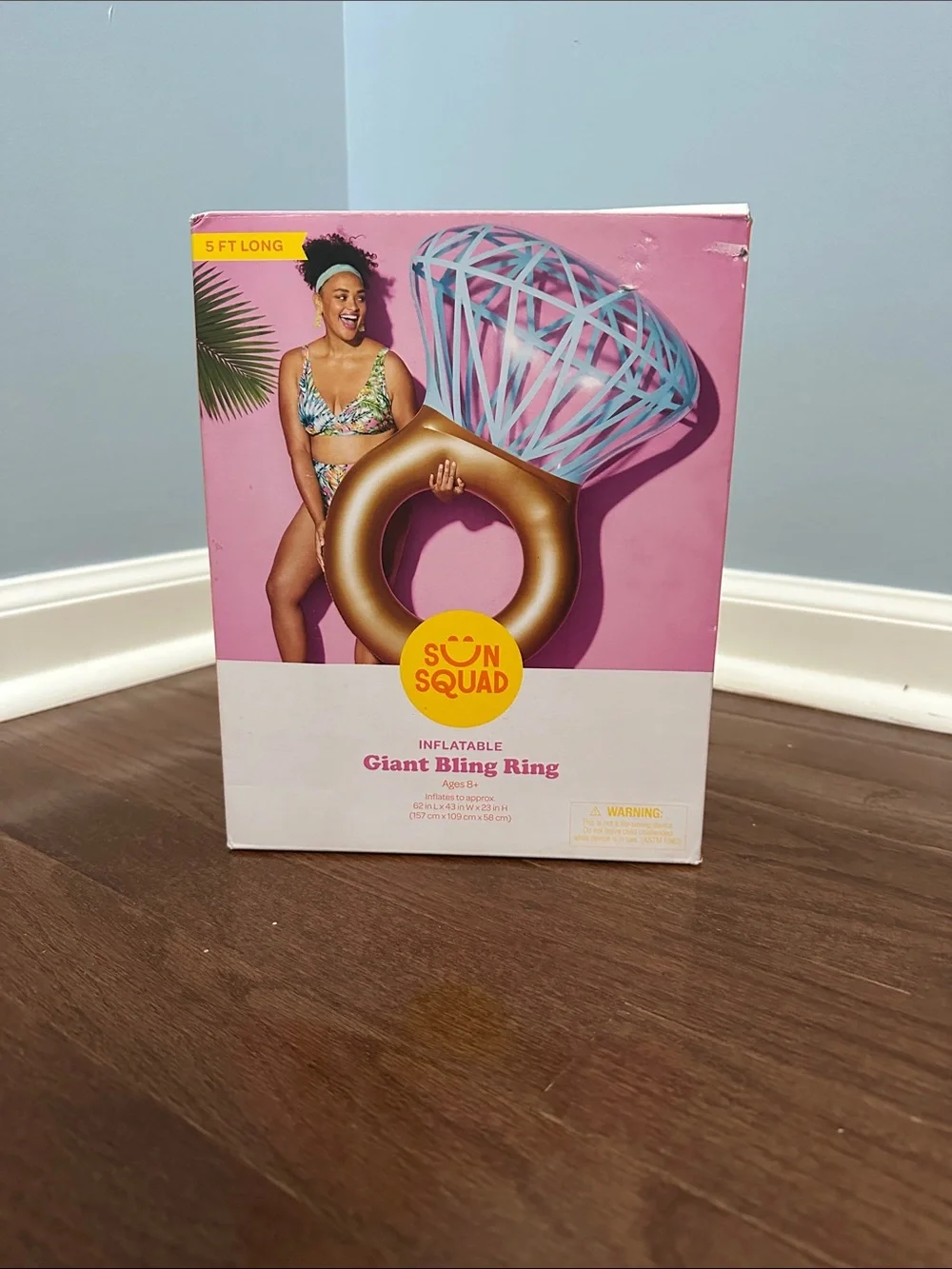 Inflatable Giant Bling Ring - Gold & Blue